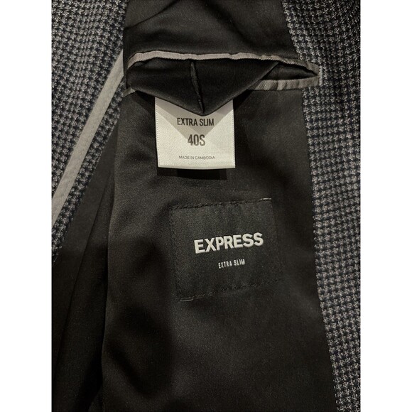 LOT OF 2 EXPRESS EXTRA SLIM CHARCOAL NAVY WOOL TWEED SPORT COAT JACKET SZ 40S - Picture 7 of 16